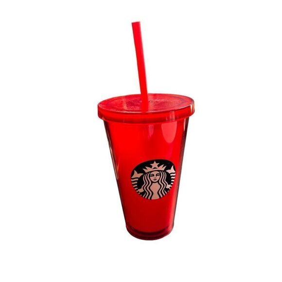 Starbucks Red Tumbler With Straw 16 Oz BPA-Free Plastic Cup - Picture 1 of 7